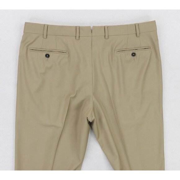 Zanella Platinum Loro Piana Tasmanian 150s Wool Mens 37 X 34 Beige Parker - Picture 5 of 11